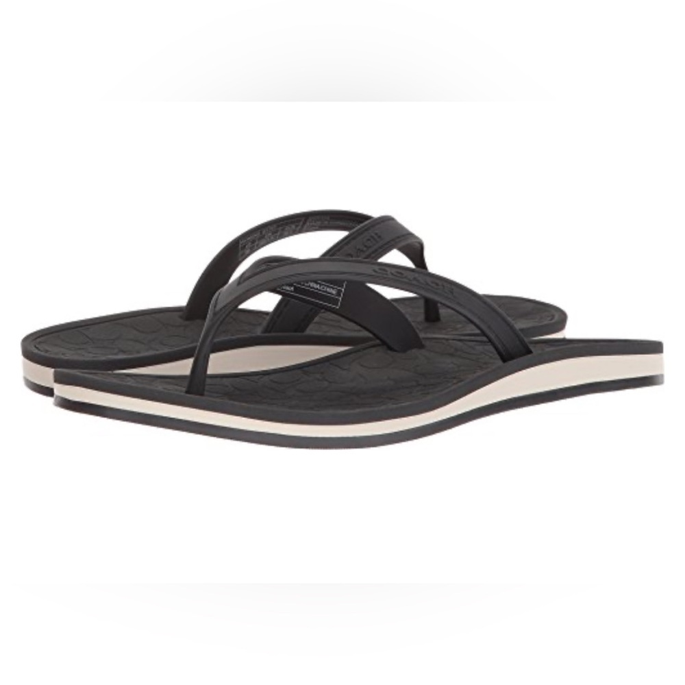 Coach Women's Black Logo Flip Flop Sandals Size 5 Casual Summer